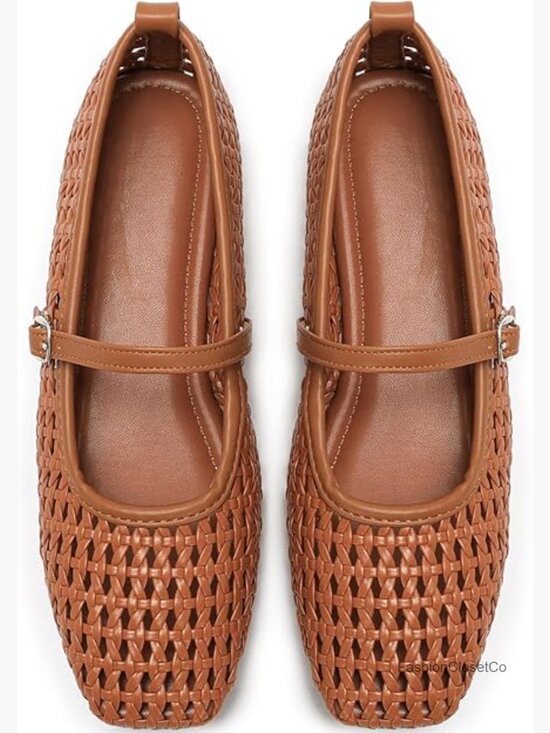 Shoes - Women's Mesh Mary Jane Ballet Foldable Flats Squared Toe Woven Comfortable